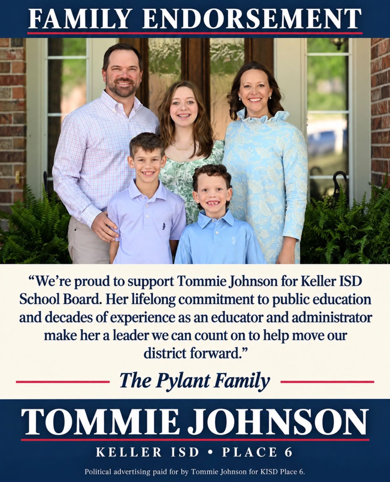Endorsement of Tommie Johnson from The Pylant Family